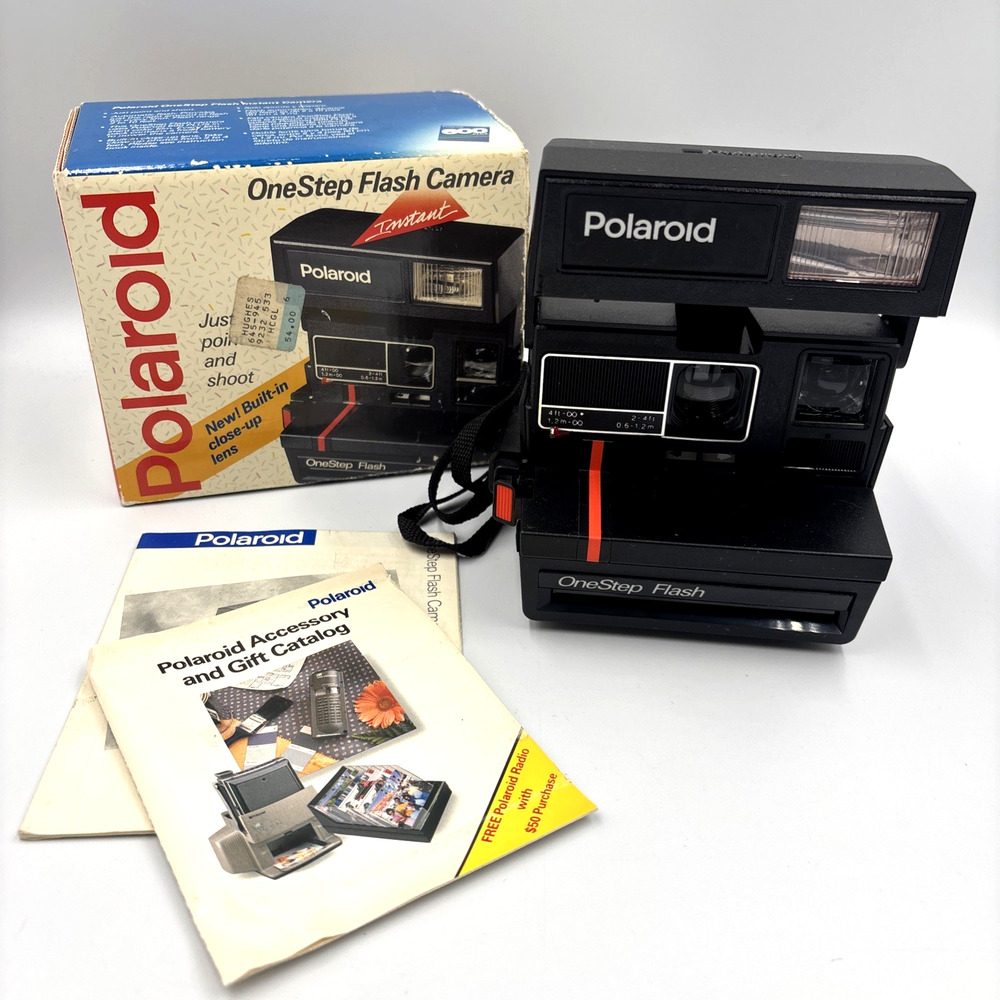 Polaroid One Step Flash 600 Instant Film Camera Built in Flash w/Box - Tested